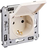 Розетка с заземлением без рамки DKC Avanti 1-м. крышка шторки ванильная дымка картинка